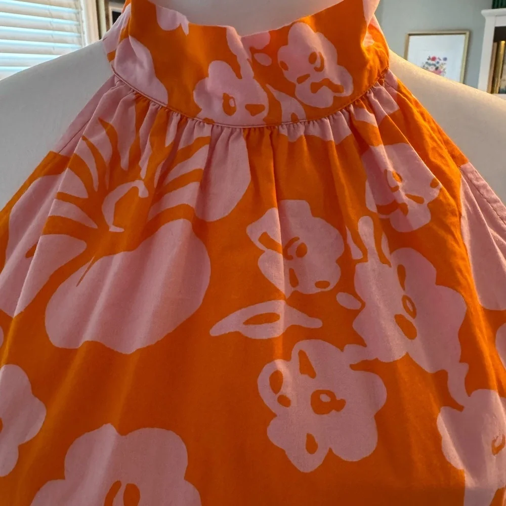 J. Crew Bright Orangeand Pink  Floral Dress-4